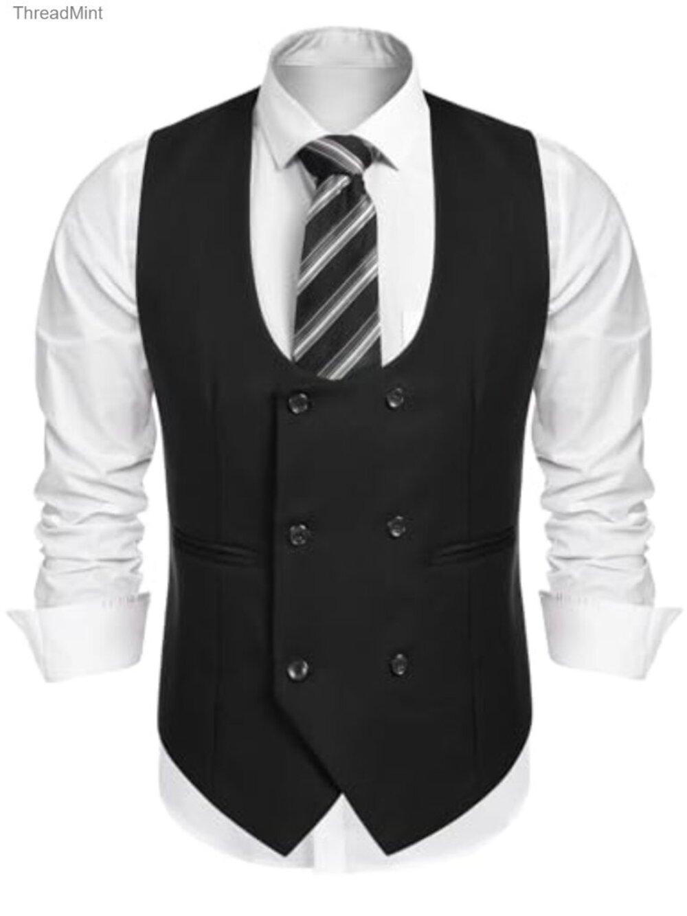 Slim Fit Double Breasted Suit Vest Dress Waistcoat